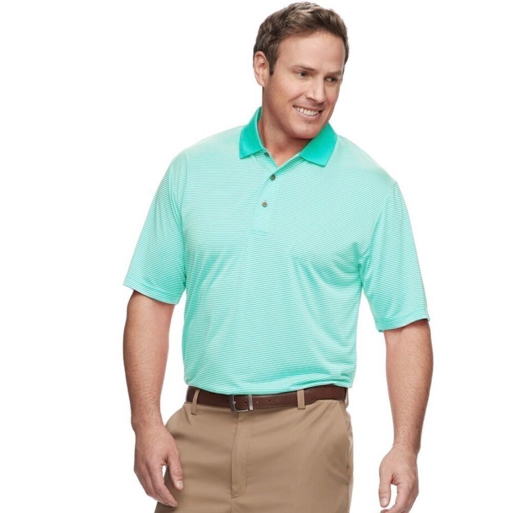 NWT Grand Slam Polo Shirt Mint Green w/ Green Stripes Size XXL